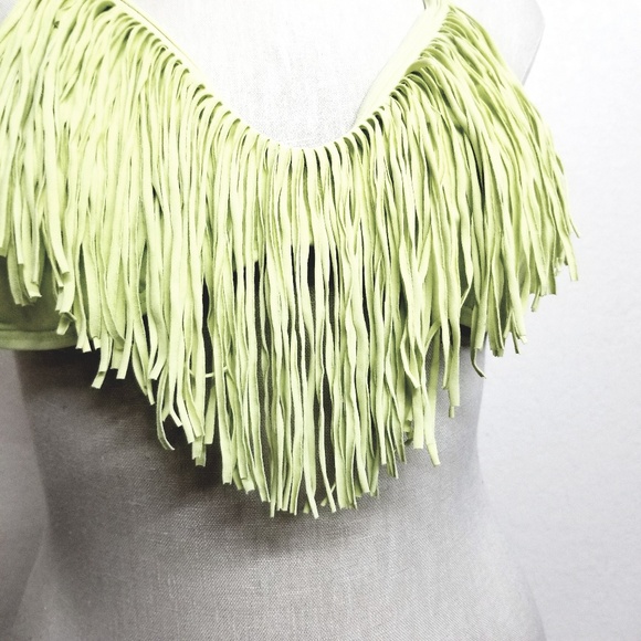 L*Space Neon Yellow Gringe Bikini Top - Picture 2 of 6